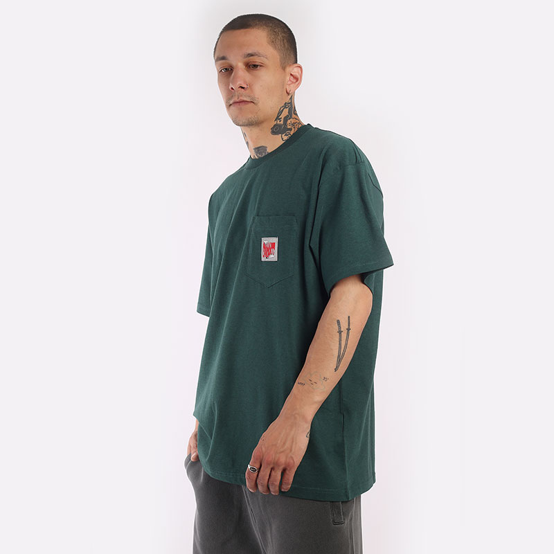 мужская зеленая футболка Carhartt WIP S/S Strretch Pocket T-Shirt I031831-botanic hthr - цена, описание, фото 3